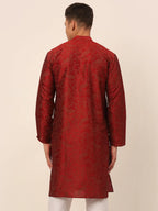 Jompers Men's Maroon Paisley Printed Kurta Only