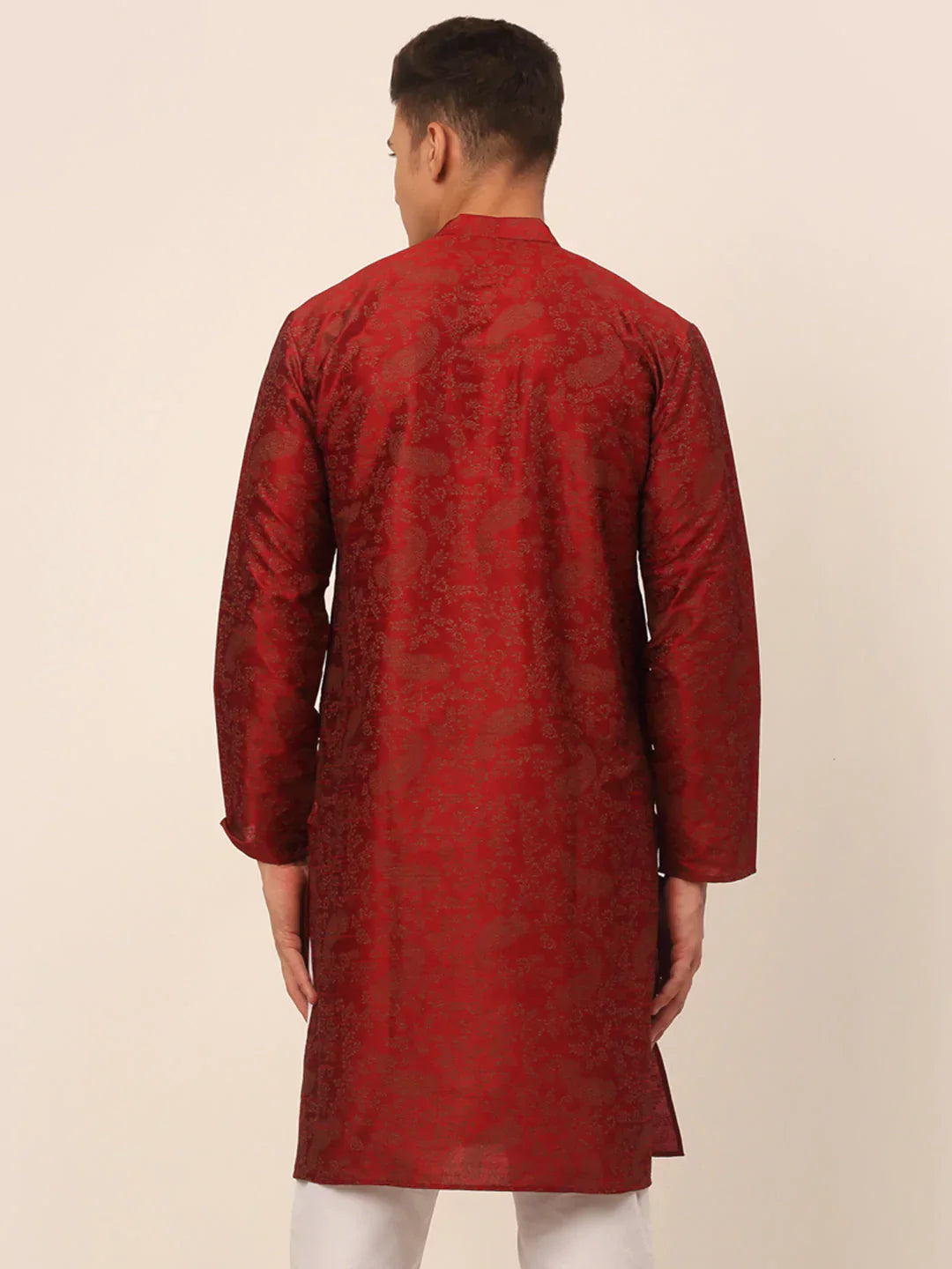Jompers Men's Maroon Paisley Printed Kurta Only