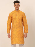 Jompers Men's Mustard Paisley Printed Kurta Only