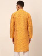 Jompers Men's Mustard Paisley Printed Kurta Only