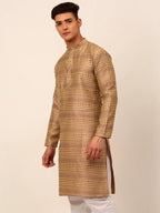 Jompers Men's Printed Sequinned Kurta Only - Brown