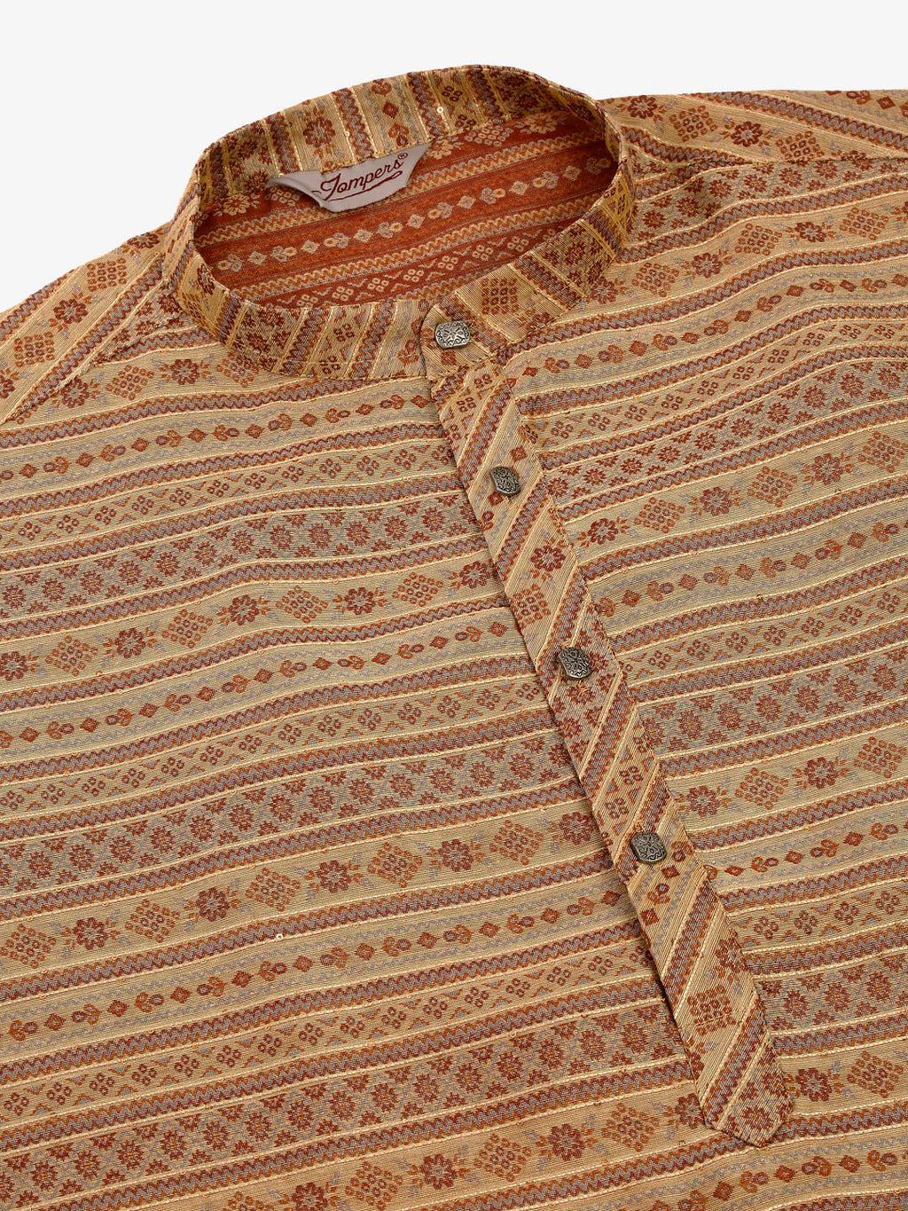 Jompers Men's Printed Sequinned Kurta Only - Brown