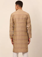 Jompers Men's Printed Sequinned Kurta Only - Brown