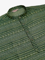 Jompers Men's Printed Sequinned Kurta Only - Green
