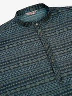 Jompers Men's Printed Sequinned Kurta Only - Teal