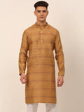 Jompers Men's Printed Sequinned Kurta Only - Yellow