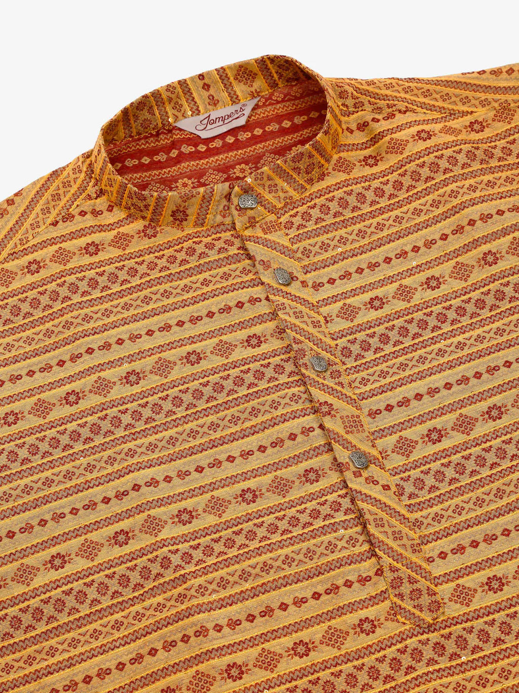 Jompers Men's Printed Sequinned Kurta Only - Yellow