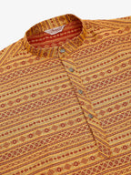 Jompers Men's Printed Sequinned Kurta Only - Yellow