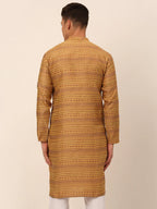 Jompers Men's Printed Sequinned Kurta Only - Yellow