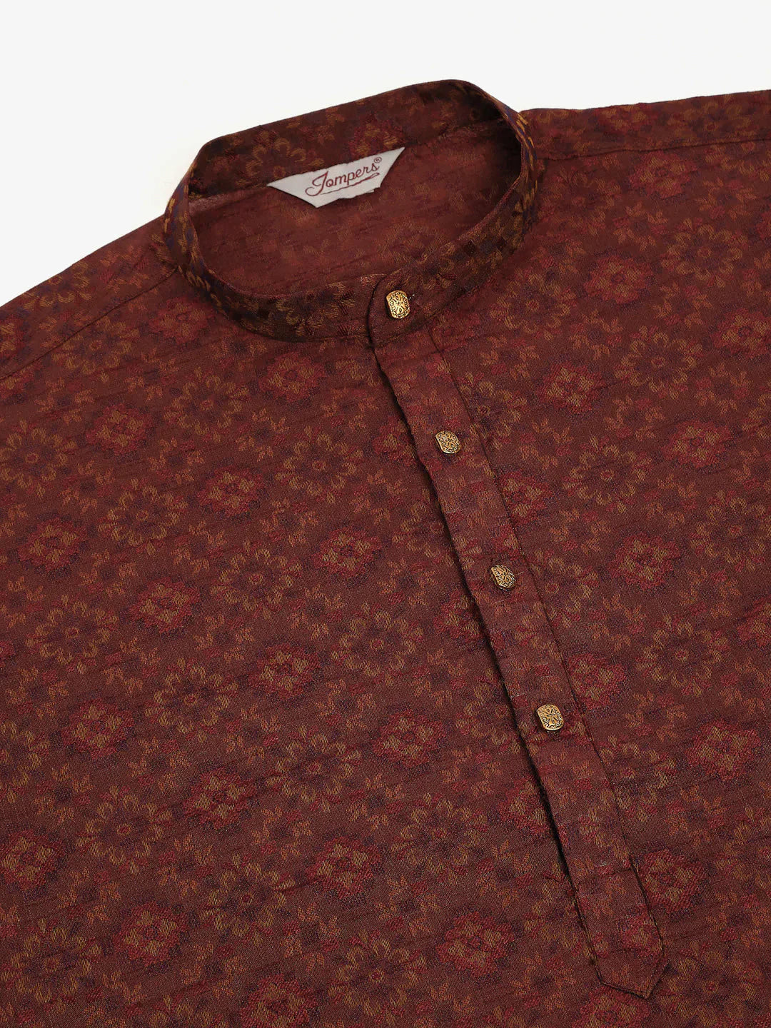 Jompers Men's Maroon Floral Printed Kurta Only