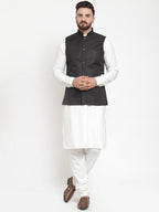 Jompers Men's Solid Kurta Pajama with Solid Waistcoat