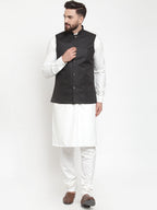 Jompers Men's Solid Kurta Pajama with Solid Waistcoat