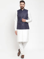 Jompers Men's Beautiful Solid Kurta Pajama with Solid Waistcoat