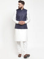 Jompers Men's Beautiful Solid Kurta Pajama with Solid Waistcoat