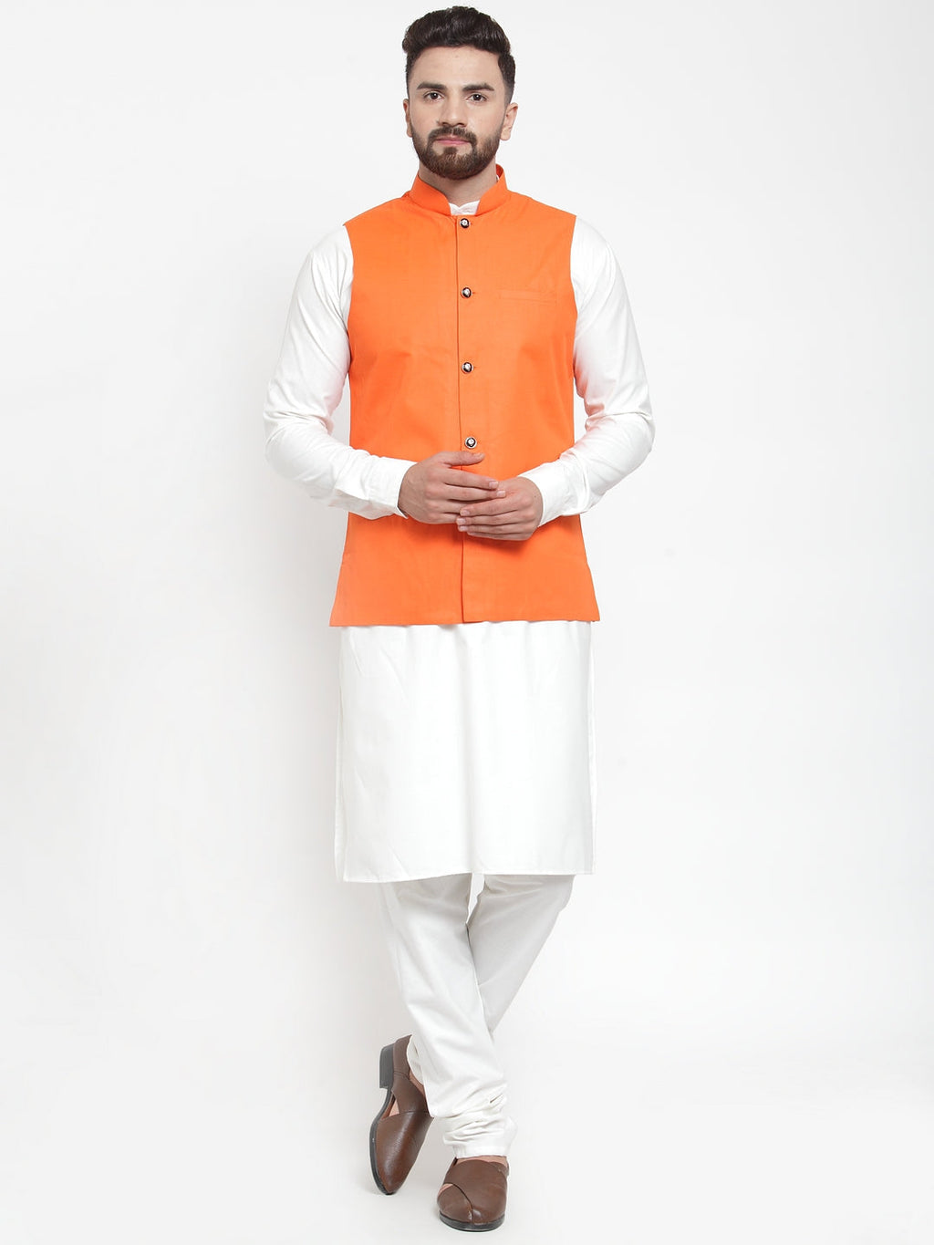 Jompers Solid Kurta Pajama with Solid Waistcoat For Men