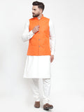 Jompers Solid Kurta Pajama with Solid Waistcoat For Men