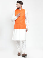 Jompers Solid Kurta Pajama with Solid Waistcoat For Men