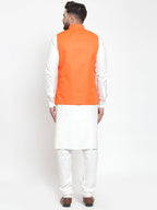 Jompers Solid Kurta Pajama with Solid Waistcoat For Men