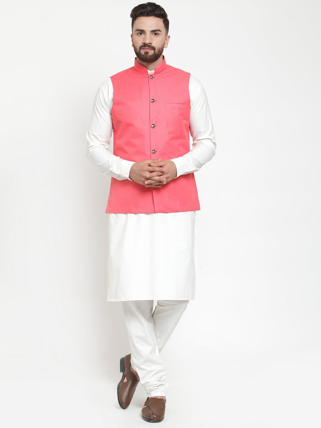 Jompers Beautiful Solid Kurta Pajama with Solid Waistcoat For Men
