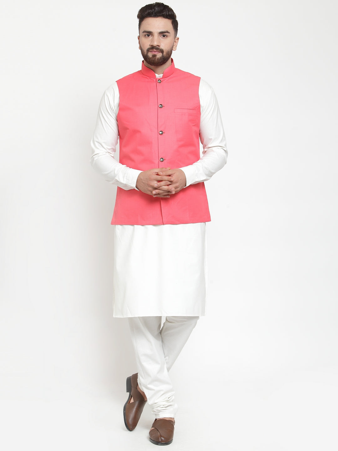 Jompers Beautiful Solid Kurta Pajama with Solid Waistcoat For Men