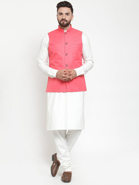 Jompers Men Beautiful Solid Kurta Pajama with Solid Waistcoat