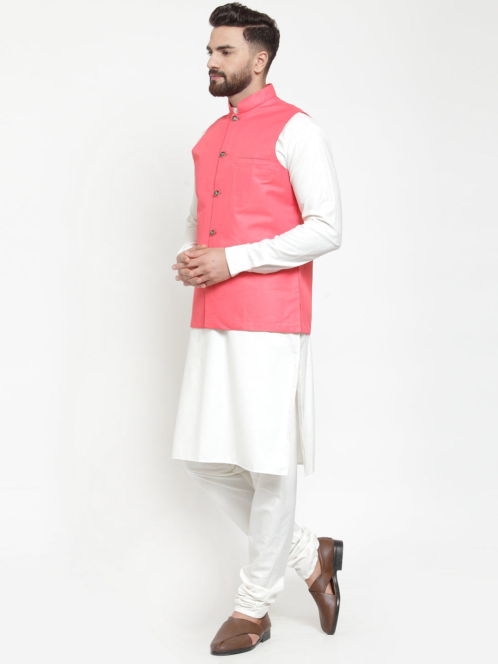 Jompers Beautiful Solid Kurta Pajama with Solid Waistcoat For Men