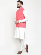Jompers Beautiful Solid Kurta Pajama with Solid Waistcoat For Men