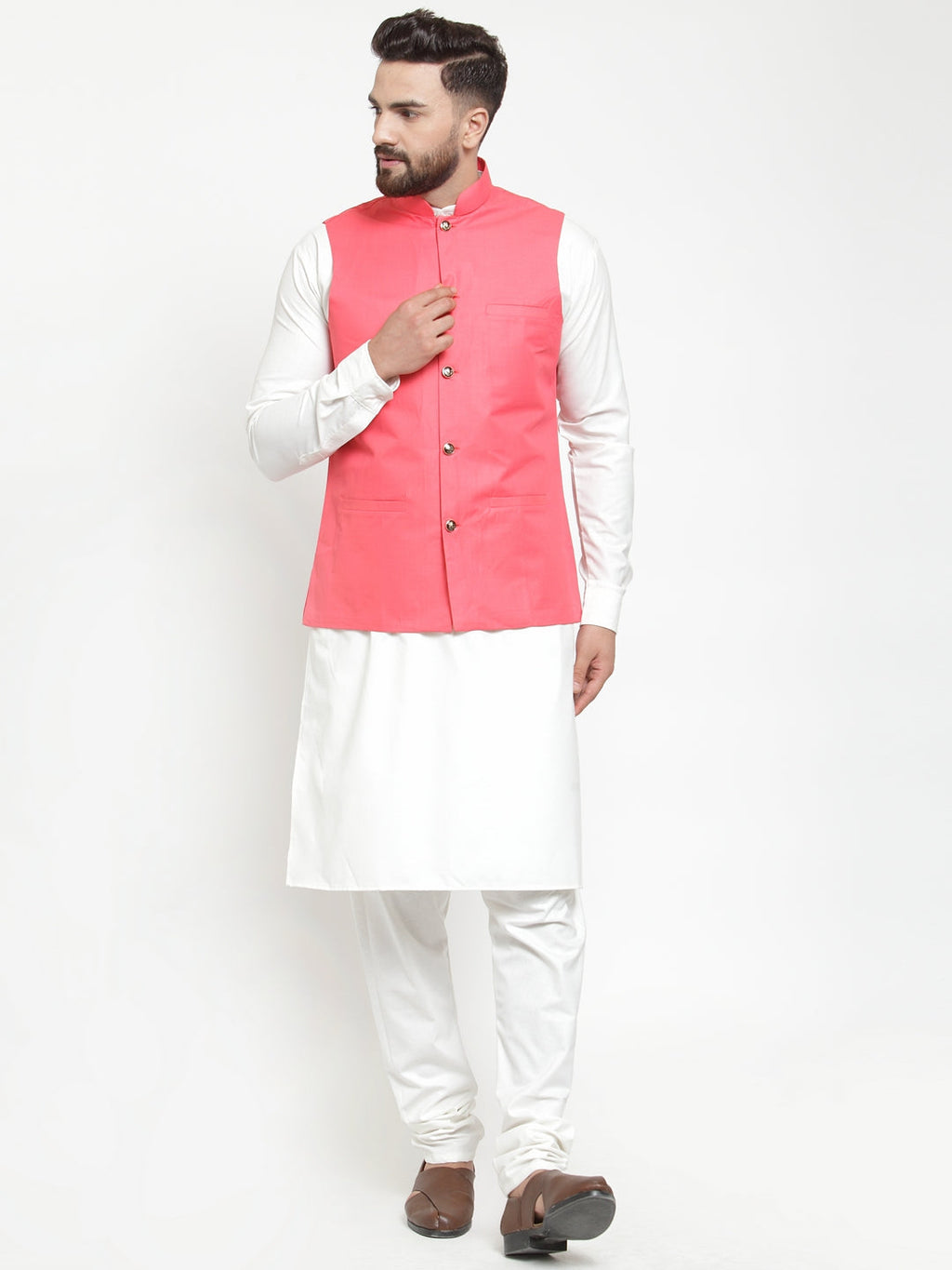 Jompers Beautiful Solid Kurta Pajama with Solid Waistcoat For Men