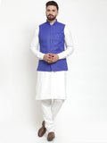 Jompers Men's Solid Kurta Pajama with Solid Waistcoat (Royal)
