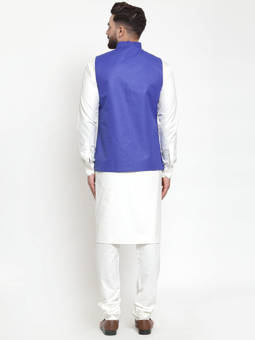 Jompers Men's Solid Kurta Pajama with Solid Waistcoat (Royal)