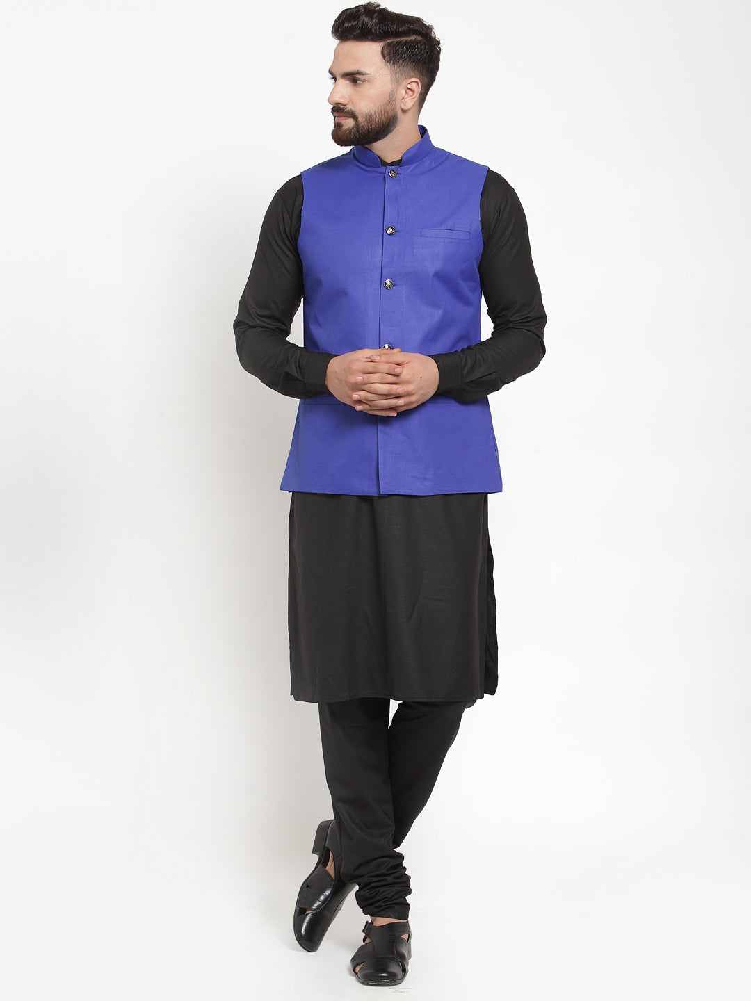 Jompers Men's Solid Kurta Pajama with Solid Royal Waistcoat