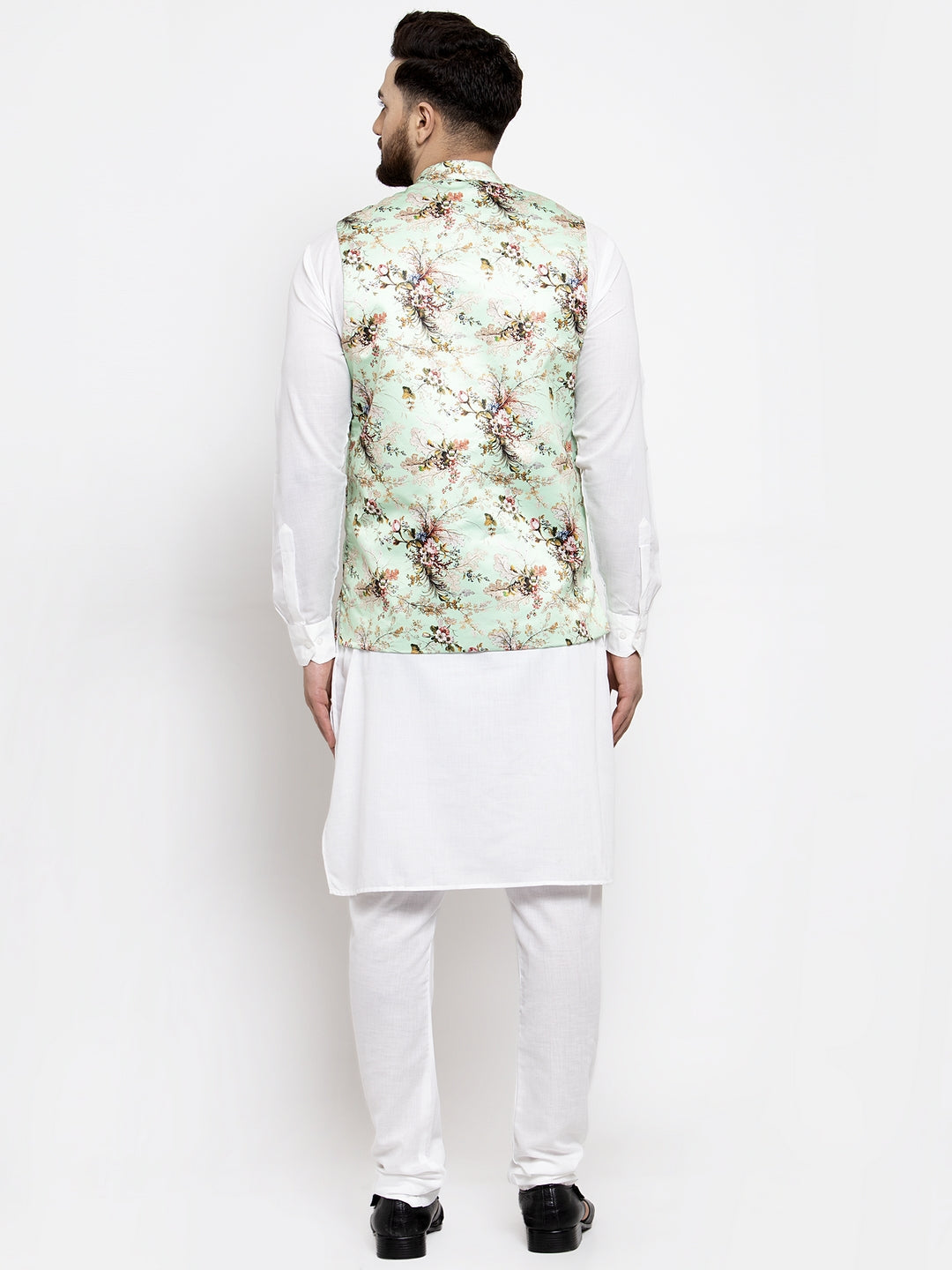 Jompers Men's Solid Cotton Kurta Pajama with Printed Waistcoat (Lime-W) - Distacart