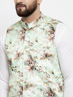 Jompers Men's Solid Cotton Kurta Pajama with Printed Waistcoat (Lime-W) - Distacart