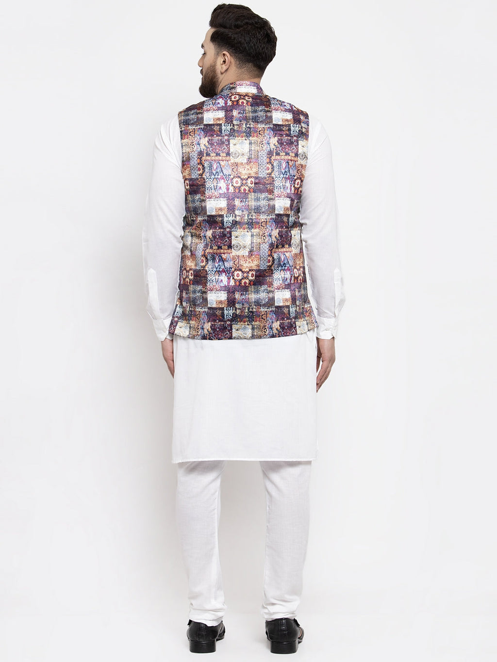 Jompers Men's Solid Cotton Kurta Pajama with Printed Waistcoat (Purple-W) - Distacart