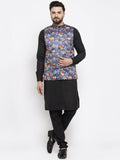 Jompers Men's Solid Cotton Kurta Pajama with Printed Waistcoat (Grey-B) - Distacart