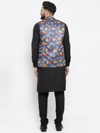 Jompers Men's Solid Cotton Kurta Pajama with Printed Waistcoat (Grey-B) - Distacart