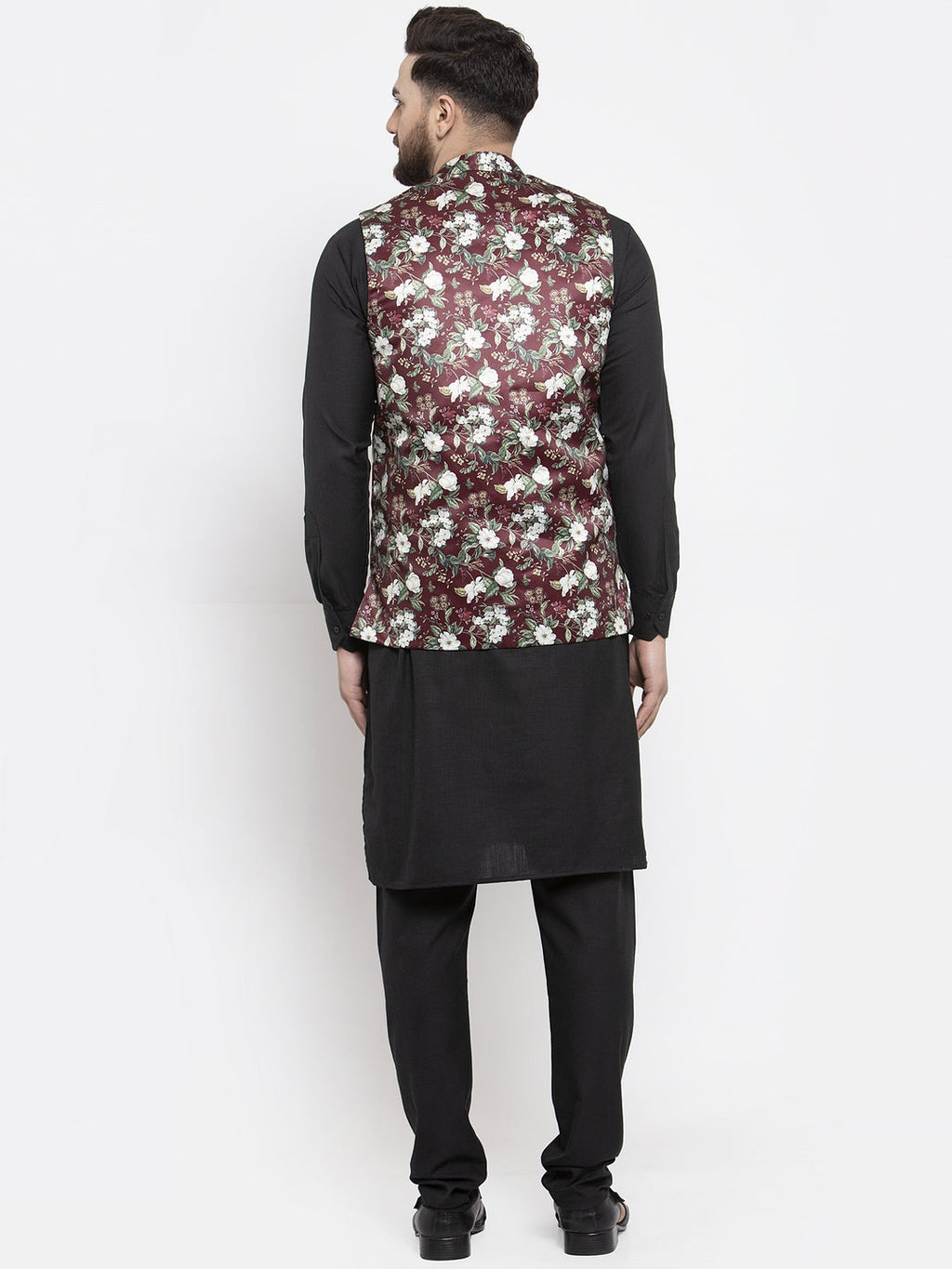 Jompers Men's Solid Cotton Kurta Pajama with Printed Waistcoat (Maroon-B) - Distacart