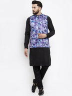 Jompers Men's Solid Cotton Kurta Pajama with Printed Waistcoat (Voilet-B) - Distacart