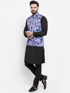 Jompers Men's Solid Cotton Kurta Pajama with Printed Waistcoat (Voilet-B) - Distacart