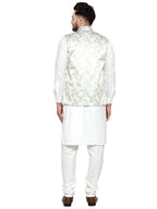 Jompers Men's Solid Cotton Kurta Pajama with Printed Waistcoat (Lime-W) - Distacart