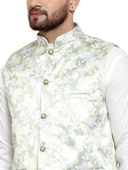 Jompers Men's Solid Cotton Kurta Pajama with Printed Waistcoat (Lime-W) - Distacart