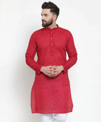 Jompers Men's Maroon Chikan Kurta Only