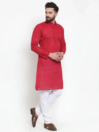 Jompers Men's Maroon Chikan Kurta Only