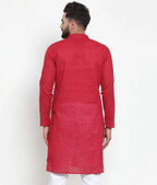 Jompers Men's Maroon Chikan Kurta Only