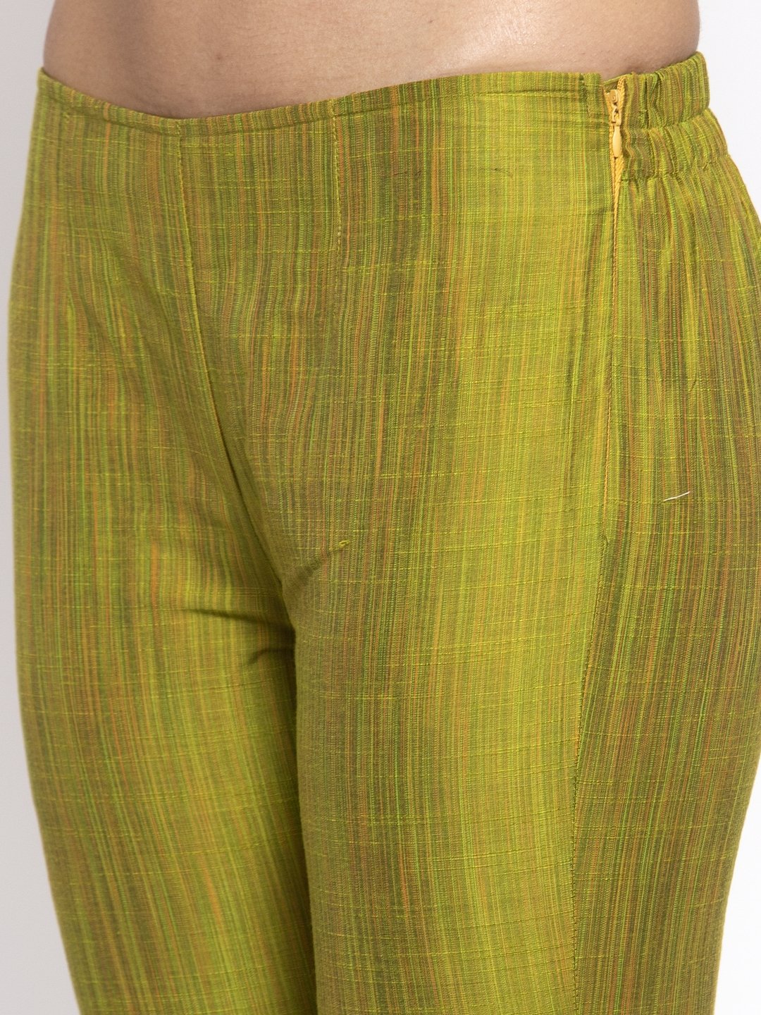 Jompers Women Green Self-Striped Kurta with Trousers - Distacart