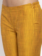 Jompers Women Yellow Self-Striped Kurta with Trousers - Distacart
