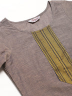 Jompers Women Grey Yoke Design Kurta with Trousers - Distacart