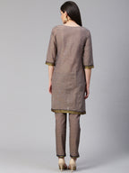 Jompers Women Grey Yoke Design Kurta with Trousers - Distacart