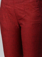 Jompers Women Maroon Yoke Design Kurta with Trousers - Distacart