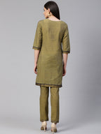 Jompers Women Mustard Yoke Design Kurta with Trousers - Distacart